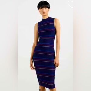 Ted Baker Erlo Striped Sleeveless Bodycon Midi Dress In Navy